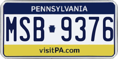 PA license plate MSB9376