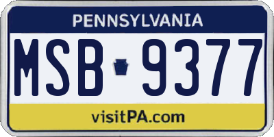PA license plate MSB9377