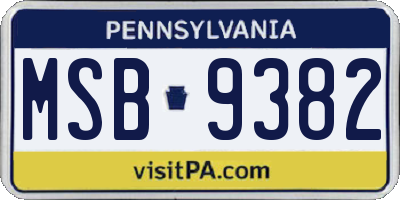 PA license plate MSB9382