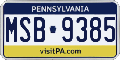 PA license plate MSB9385