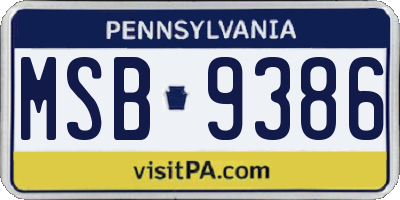 PA license plate MSB9386