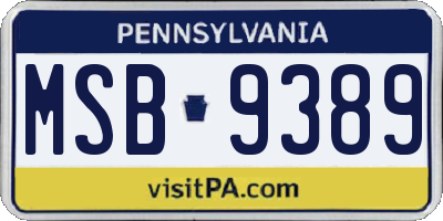 PA license plate MSB9389
