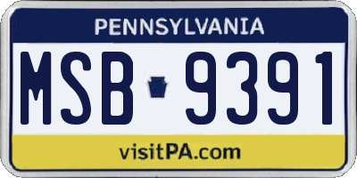 PA license plate MSB9391