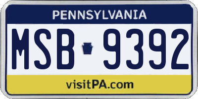 PA license plate MSB9392