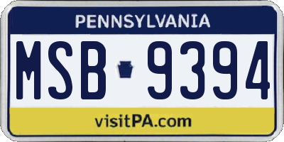 PA license plate MSB9394