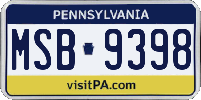 PA license plate MSB9398