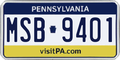 PA license plate MSB9401