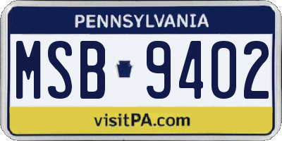 PA license plate MSB9402
