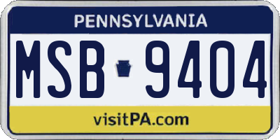 PA license plate MSB9404
