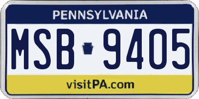 PA license plate MSB9405