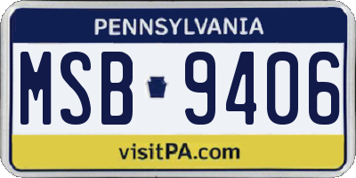 PA license plate MSB9406