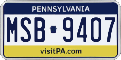 PA license plate MSB9407