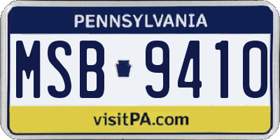 PA license plate MSB9410
