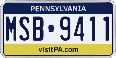 PA license plate MSB9411