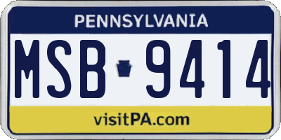 PA license plate MSB9414