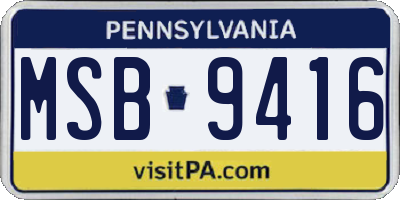 PA license plate MSB9416