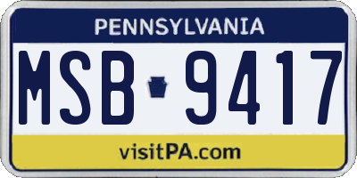 PA license plate MSB9417