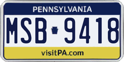 PA license plate MSB9418