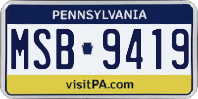 PA license plate MSB9419
