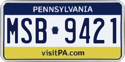 PA license plate MSB9421