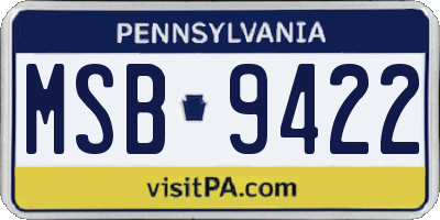 PA license plate MSB9422