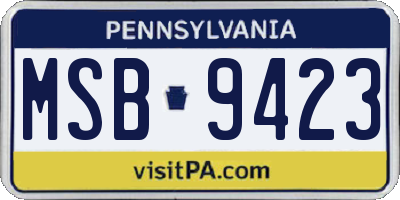 PA license plate MSB9423
