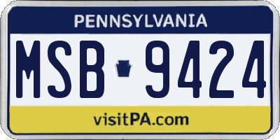 PA license plate MSB9424