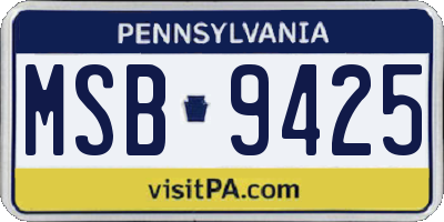 PA license plate MSB9425