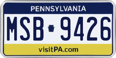 PA license plate MSB9426