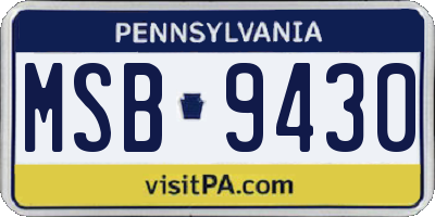 PA license plate MSB9430