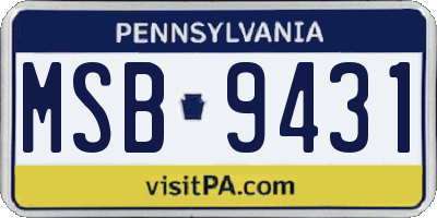 PA license plate MSB9431