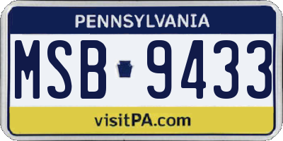PA license plate MSB9433
