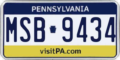 PA license plate MSB9434