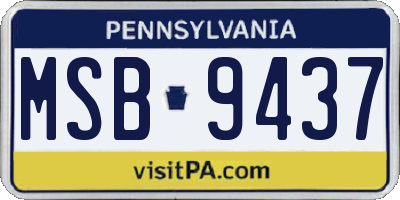 PA license plate MSB9437