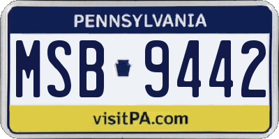 PA license plate MSB9442