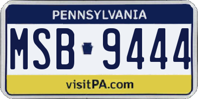PA license plate MSB9444