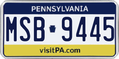 PA license plate MSB9445