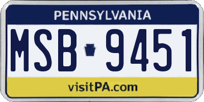 PA license plate MSB9451