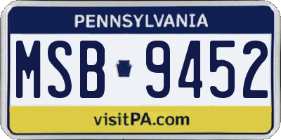 PA license plate MSB9452