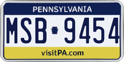 PA license plate MSB9454