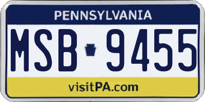 PA license plate MSB9455