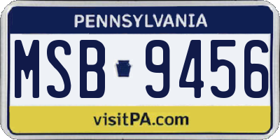 PA license plate MSB9456