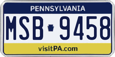 PA license plate MSB9458