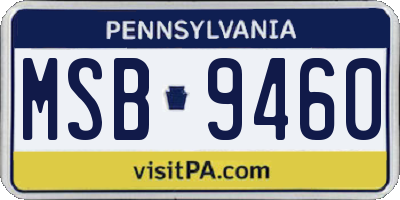 PA license plate MSB9460