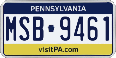 PA license plate MSB9461