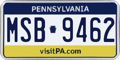 PA license plate MSB9462