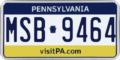 PA license plate MSB9464