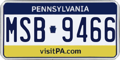 PA license plate MSB9466