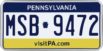 PA license plate MSB9472