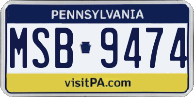PA license plate MSB9474
